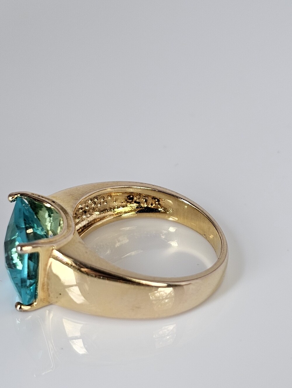 Paraiba Tourmaline Created Ring & Tennis Bracelet 14K Yellow Gold Vermeil! - Picture 8 of 10